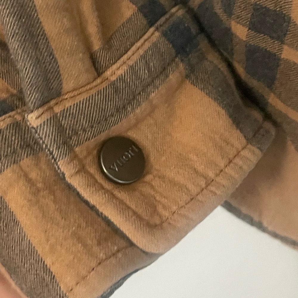 Vuori Tan & Black Plaid Lightweight Shirt Jacket View 4